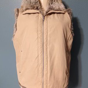 Reversible tan faux fur vest